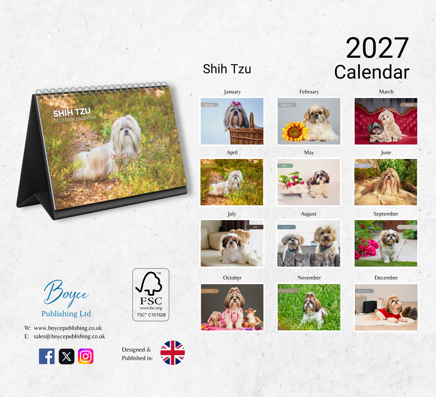 Shih Tzu Desk Calendar 2027-2028