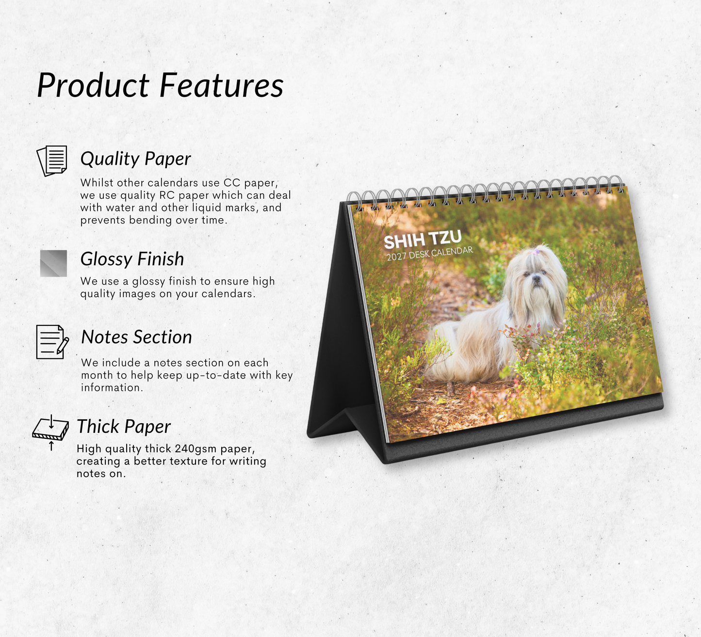 Shih Tzu Desk Calendar 2027-2028