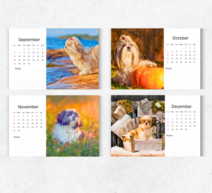 Shih Tzu Desk Calendar 2026-2027