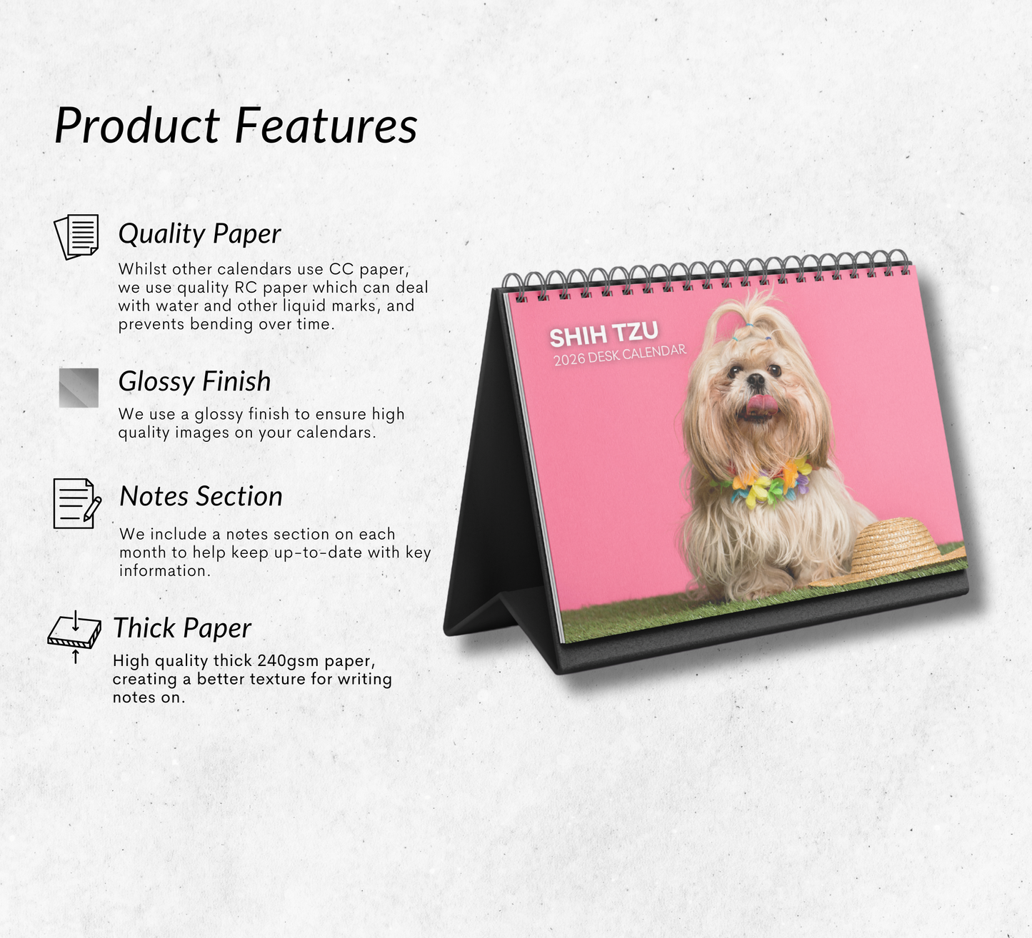 Shih Tzu Desk Calendar 2026-2027