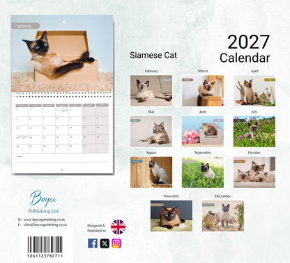 Siamese Cat Calendar 2027