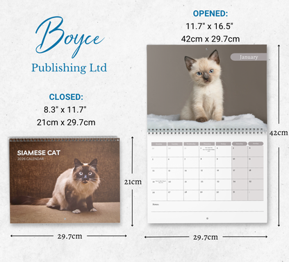Siamese Cat Calendar 2026