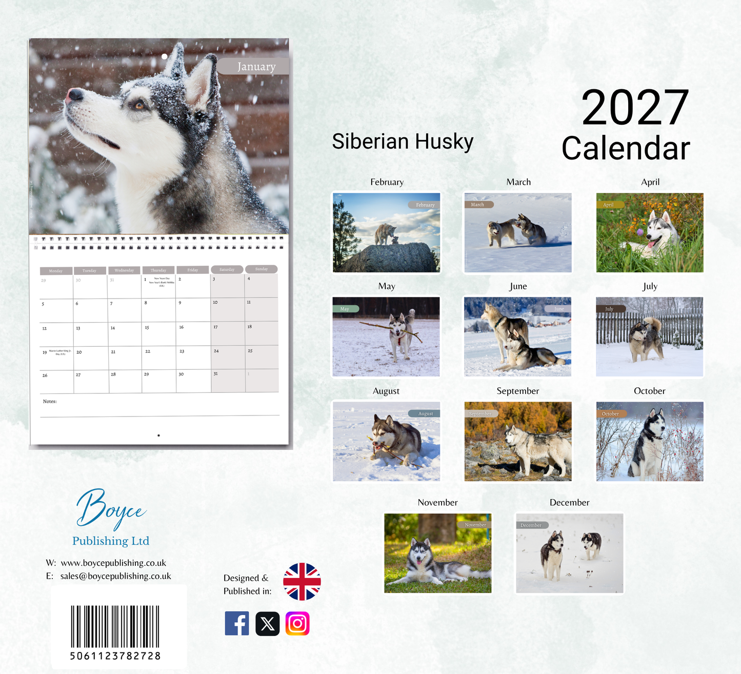 Siberian Husky Calendar 2027