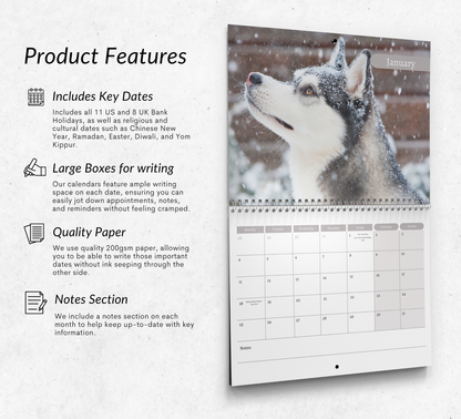 Siberian Husky Calendar 2027