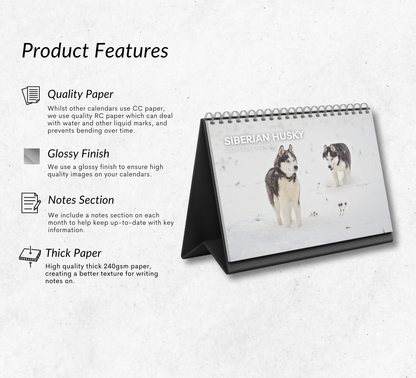 Siberian Husky Desk Calendar 2027-2028