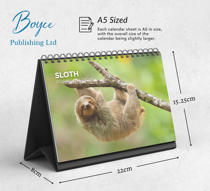 Sloth Desk Calendar 2027-2028