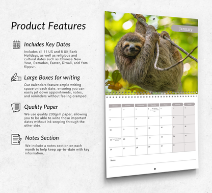Sloth Calendar 2026