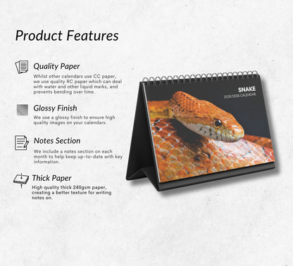 Snake Desk Calendar 2026-2027