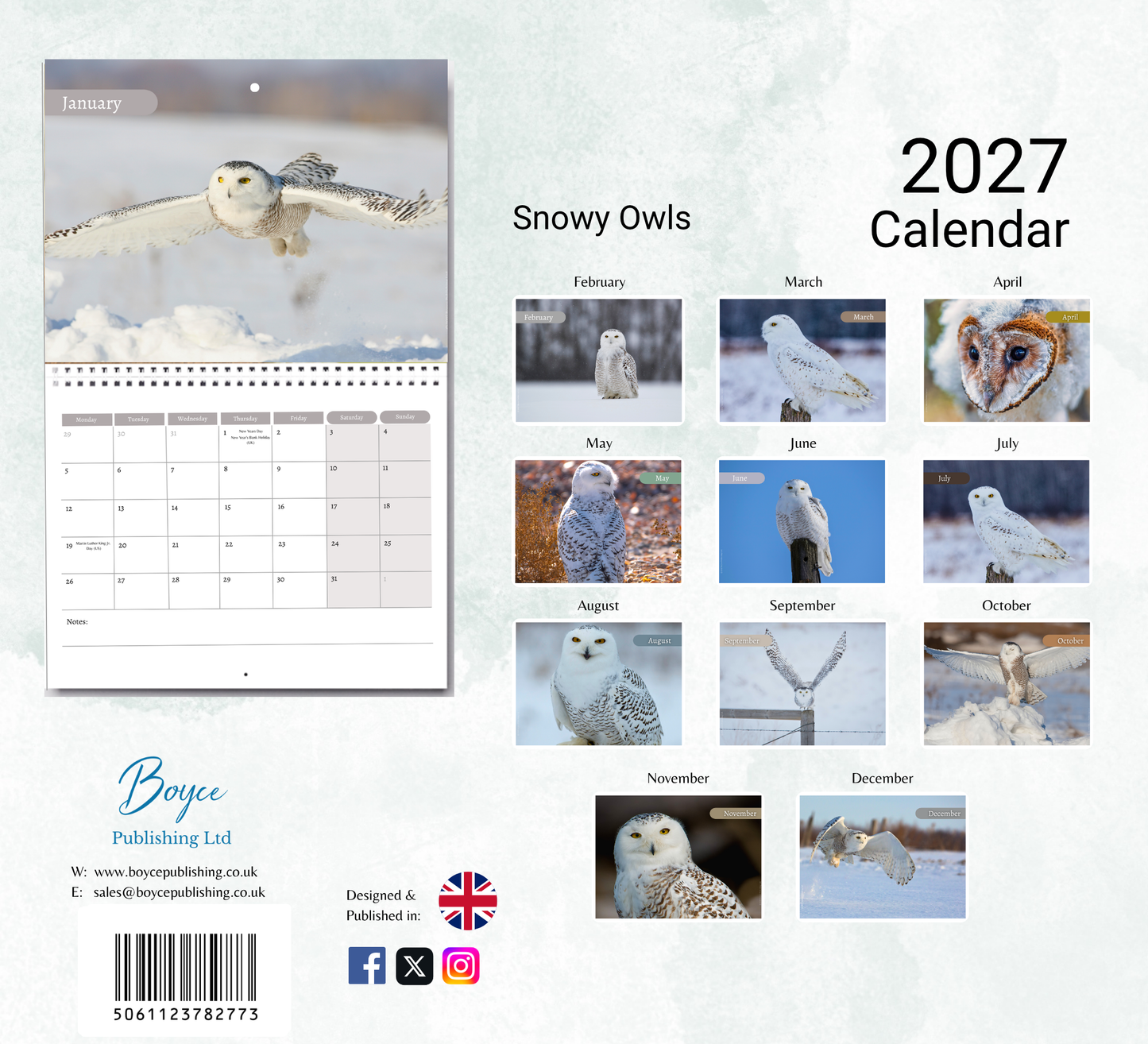 Snowy Owls Calendar 2027