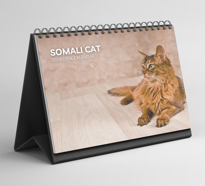 Somali Cat Desk Calendar 2026-2027
