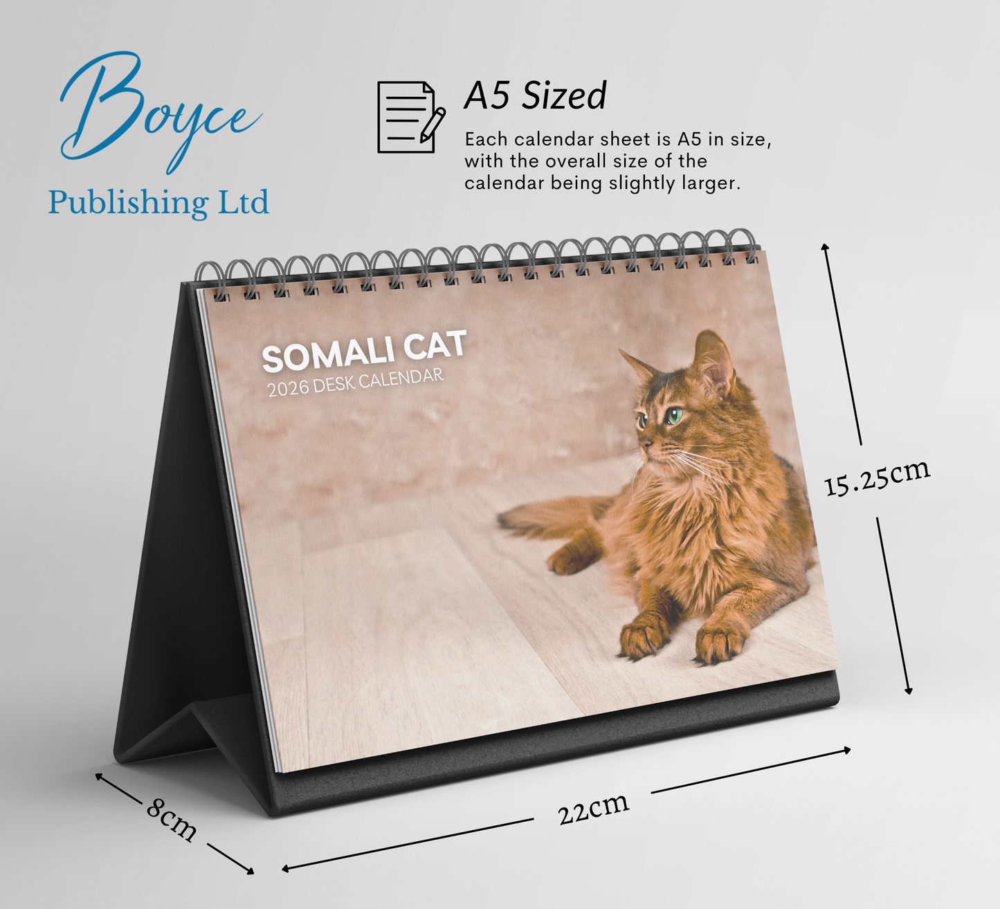Somali Cat Desk Calendar 2026-2027