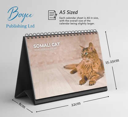 Somali Cat Desk Calendar 2026-2027