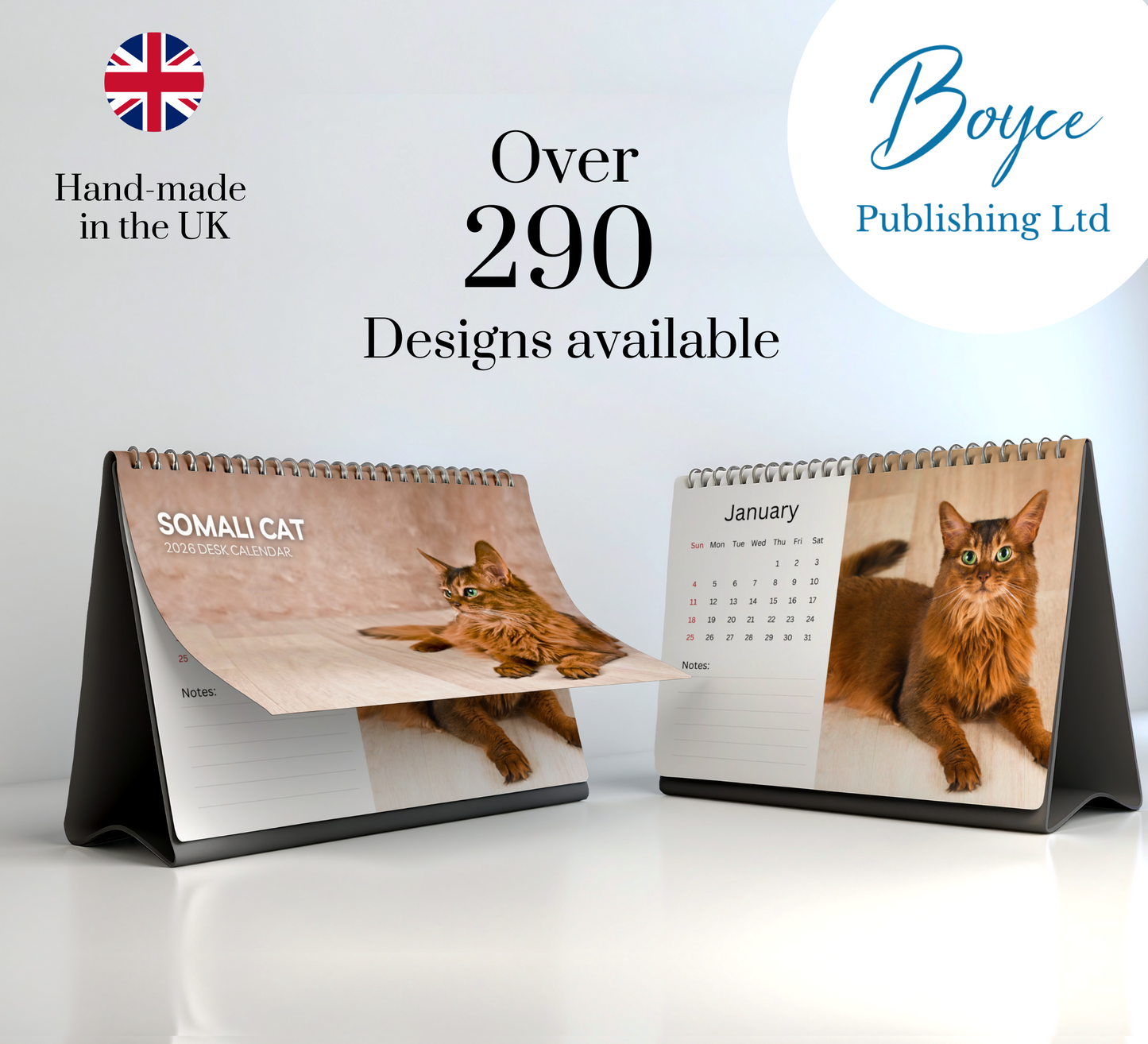 Somali Cat Desk Calendar 2026-2027