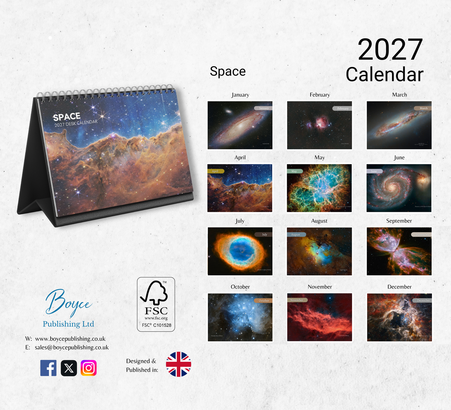 Space Desk Calendar 2027-2028