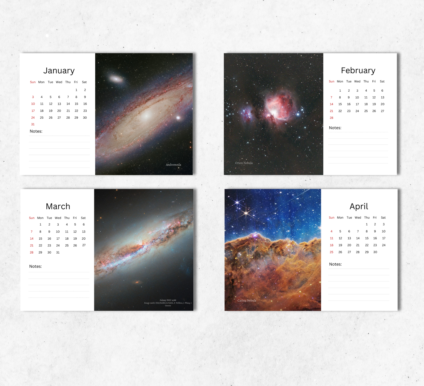 Space Desk Calendar 2027-2028