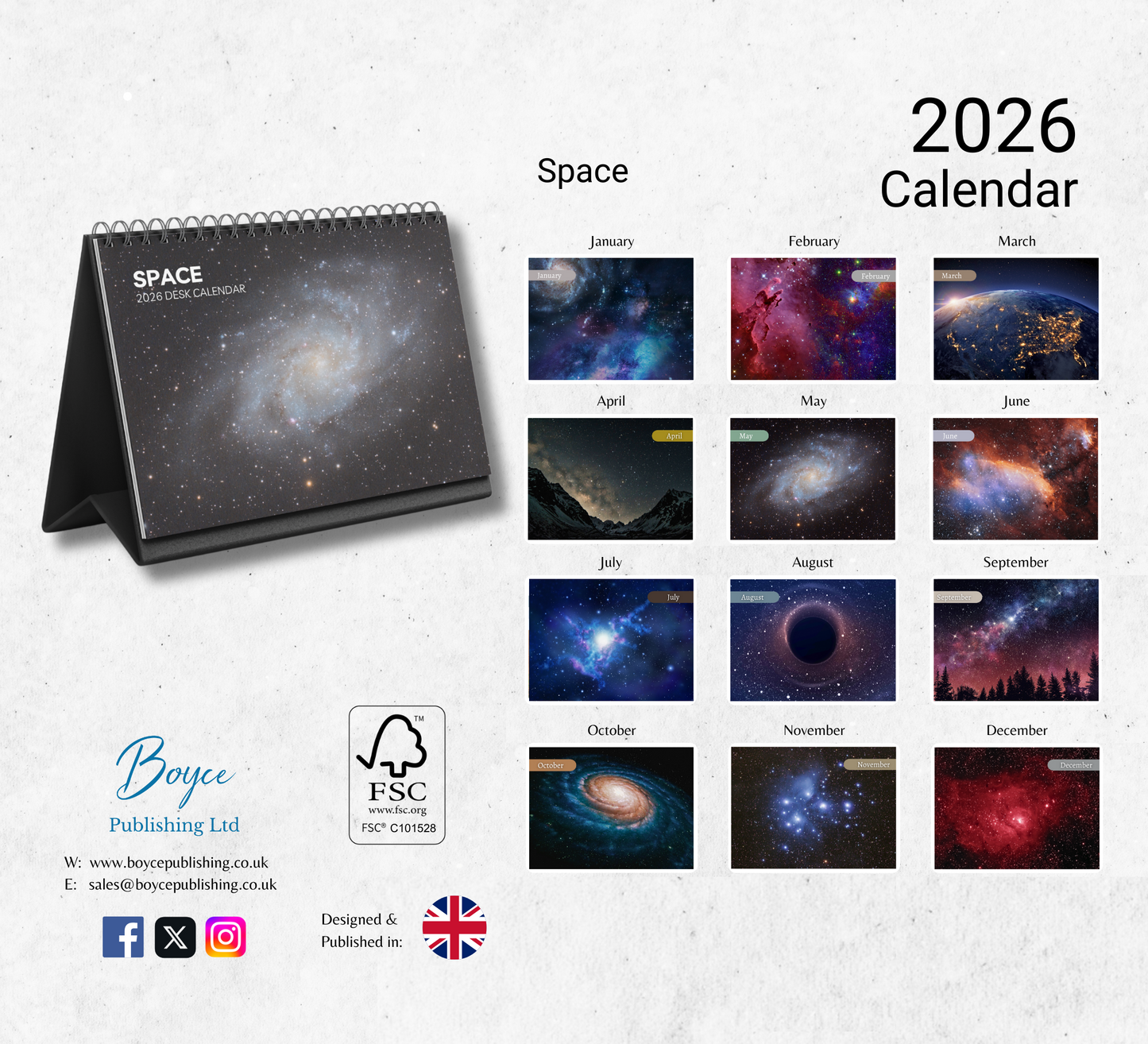 Space Desk Calendar 2026-2027