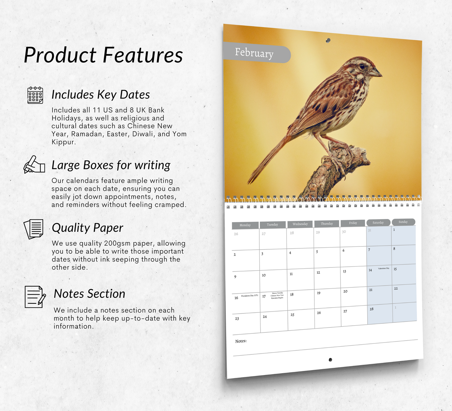 Sparrow Calendar 2026