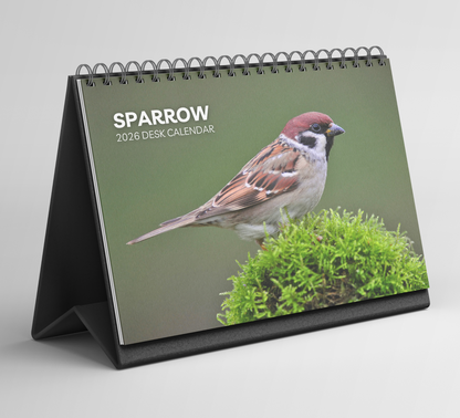 Sparrow Desk Calendar 2026-2027