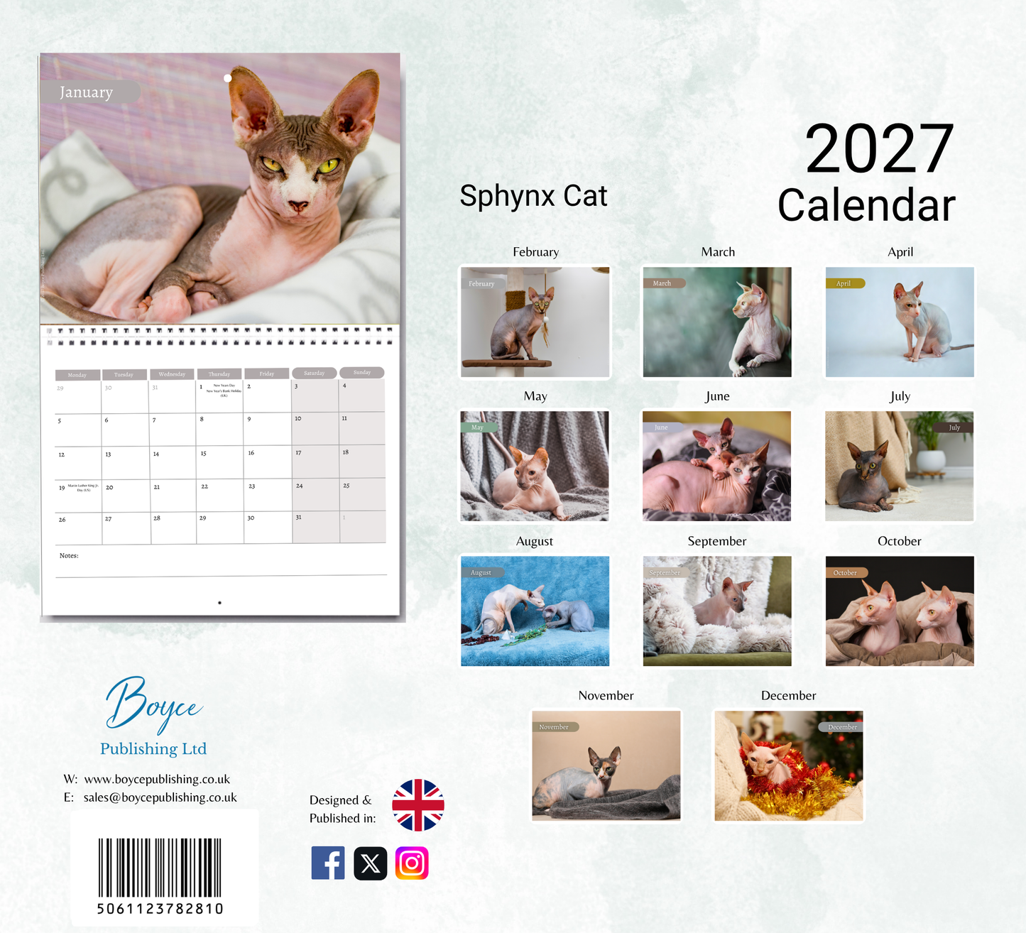 Sphynx Cat Calendar 2027