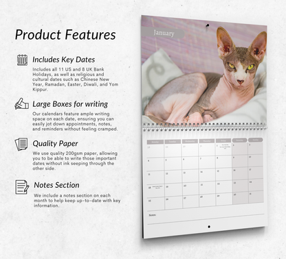 Sphynx Cat Calendar 2027