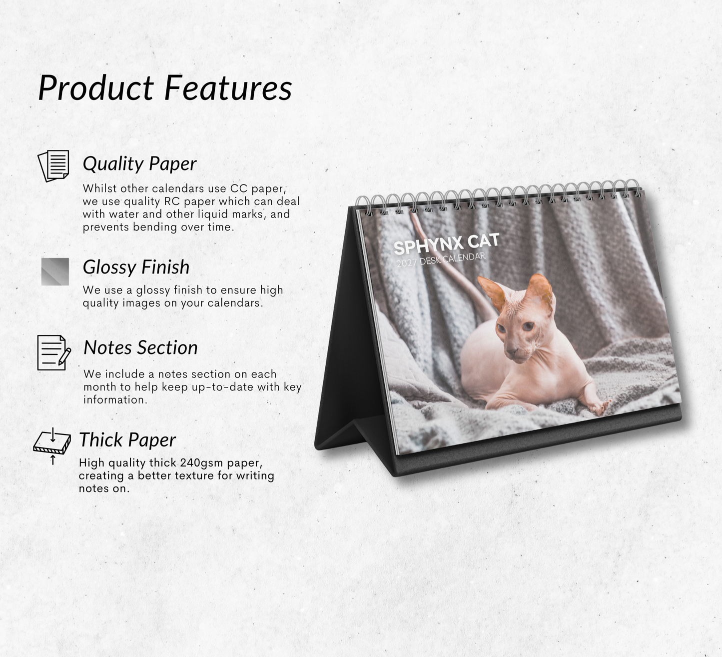Sphynx Cat Desk Calendar 2027-2028