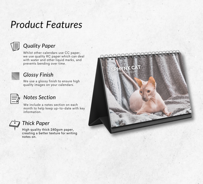 Sphynx Cat Desk Calendar 2027-2028