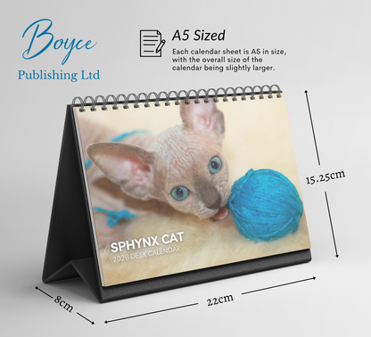 Sphynx Cat Desk Calendar 2026-2027