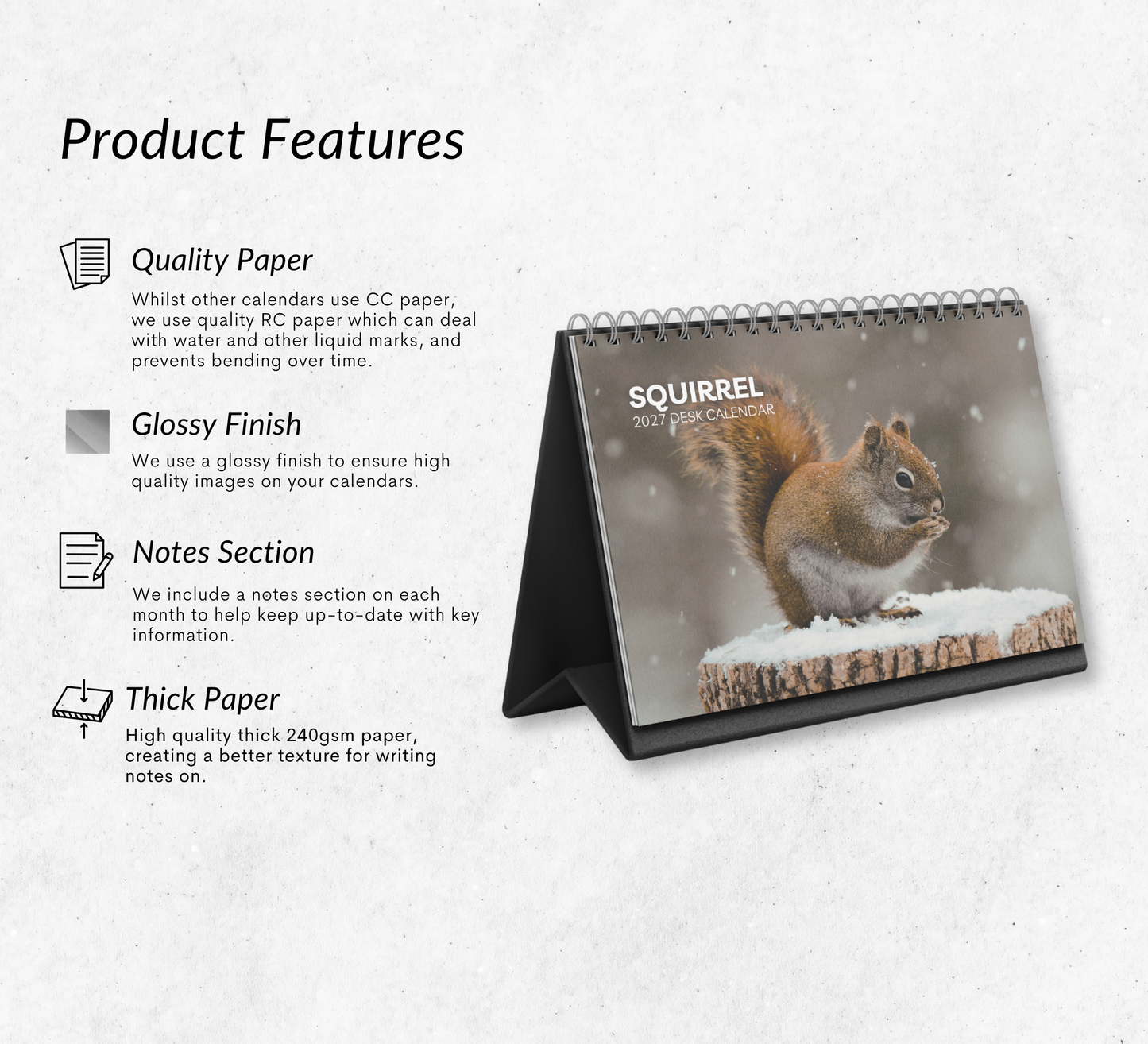 Squirrel Desk Calendar 2027-2028