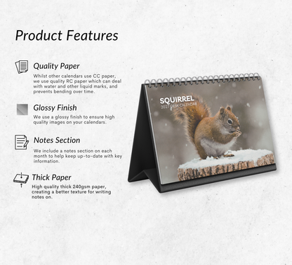 Squirrel Desk Calendar 2027-2028