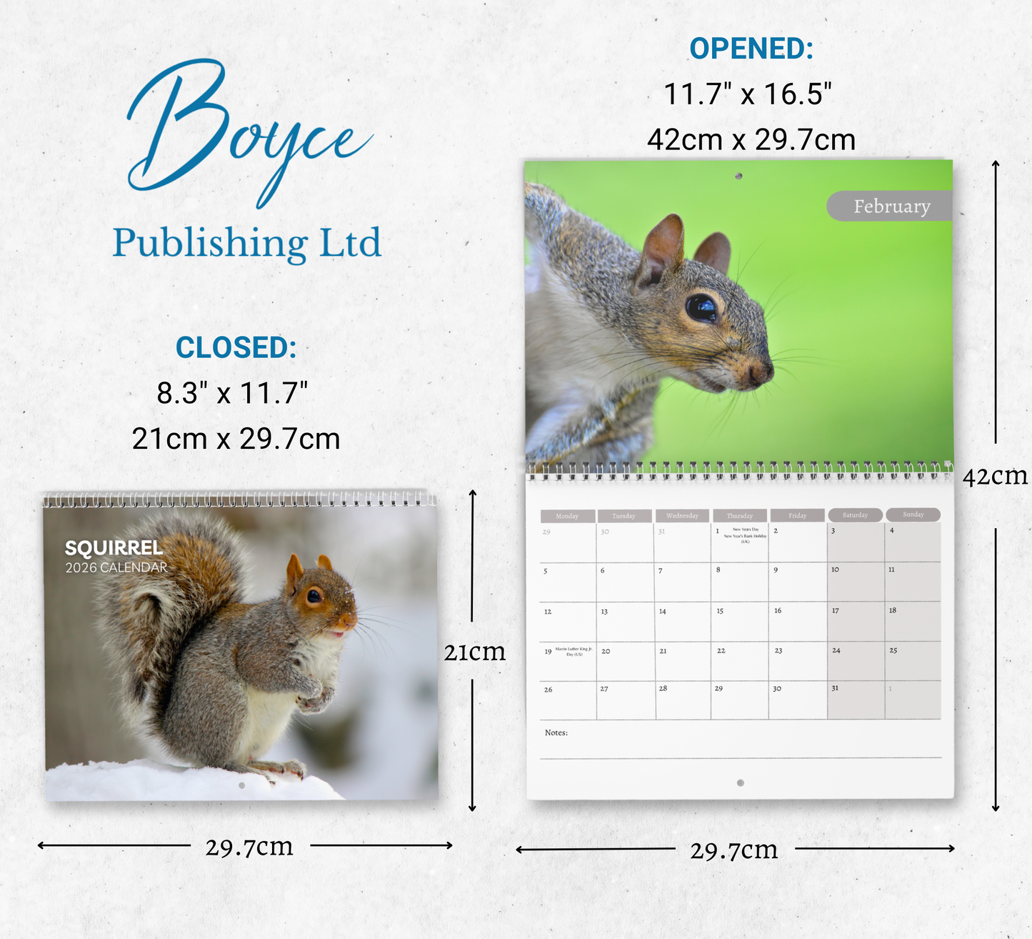 Squirrel Calendar 2026