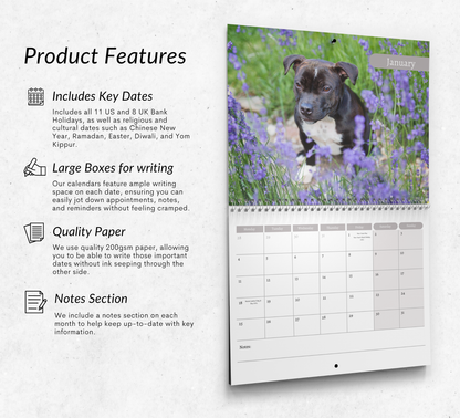 Staffordshire Bull Terrier Calendar 2027
