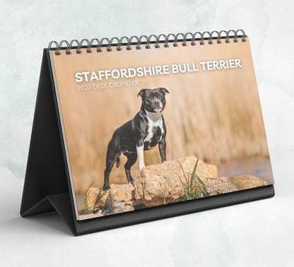 Staffordshire Bull Terrier Desk Calendar 2027-2028