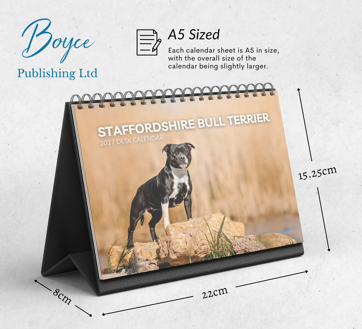 Staffordshire Bull Terrier Desk Calendar 2027-2028