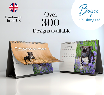 Staffordshire Bull Terrier Desk Calendar 2027-2028