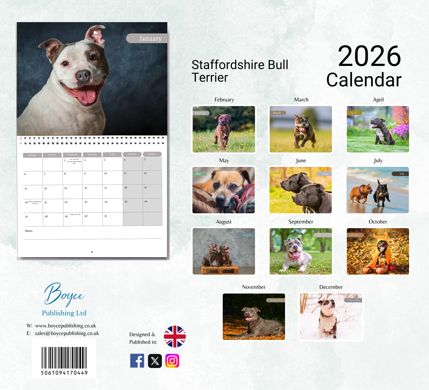 Staffordshire Bull Terrie Calendar 2026