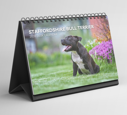 Staffordshire Bull Terrier Desk Calendar 2026-2027
