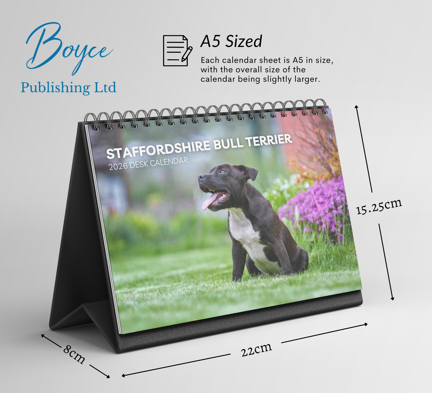 Staffordshire Bull Terrier Desk Calendar 2026-2027