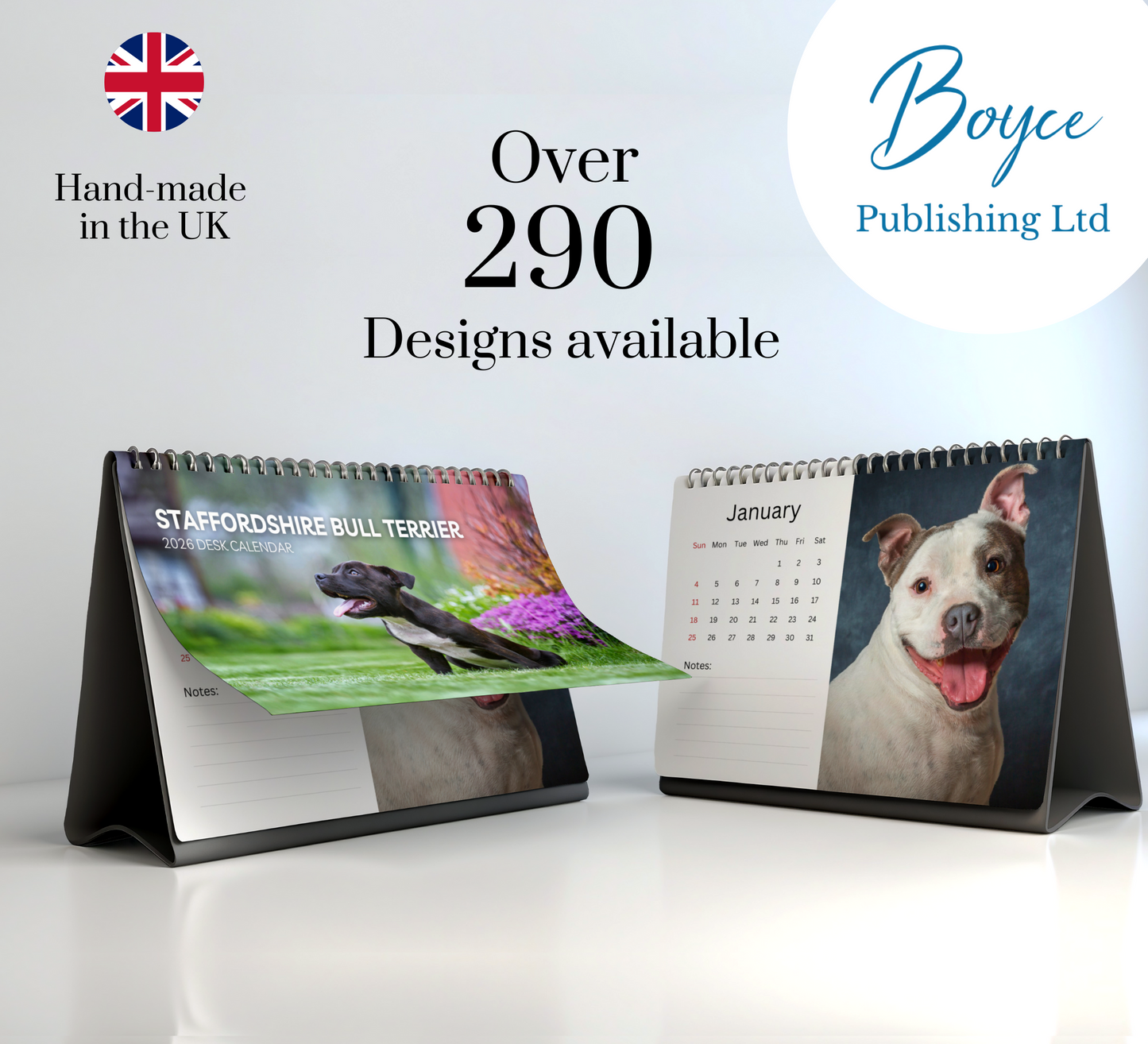 Staffordshire Bull Terrier Desk Calendar 2026-2027
