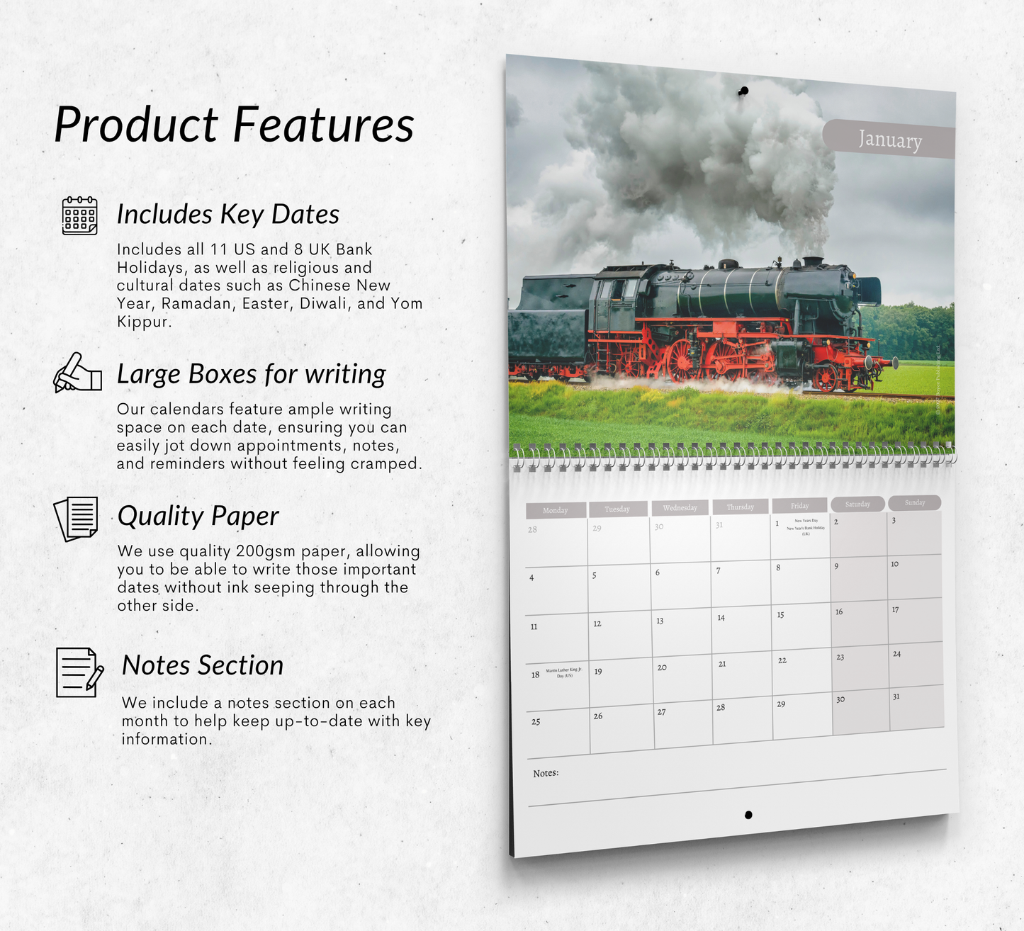 Steam Train Calendar 2027