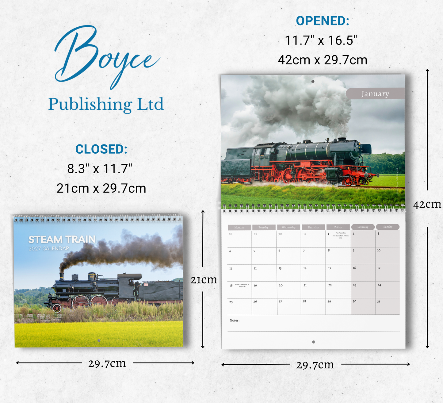 Steam Train Calendar 2027