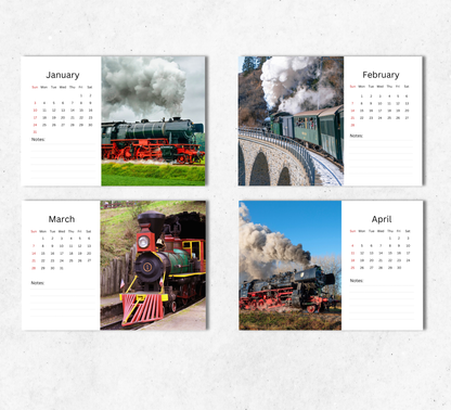 Steam Train Desk Calendar 2027-2028