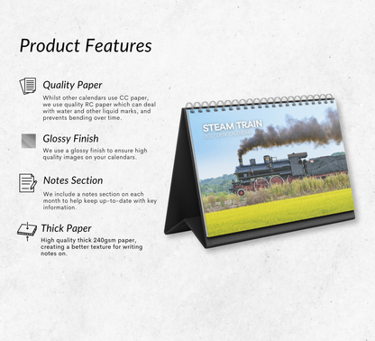 Steam Train Desk Calendar 2027-2028