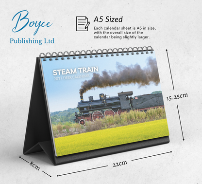 Steam Train Desk Calendar 2027-2028