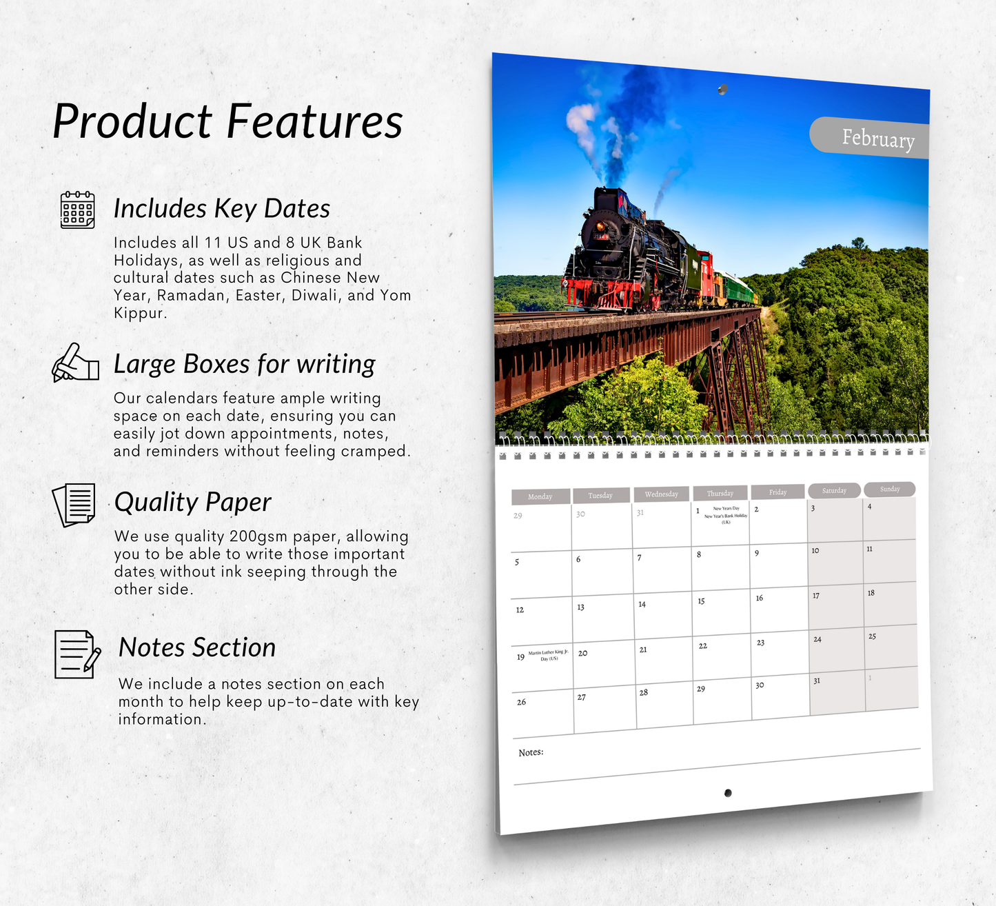 Steam Train Calendar 2026