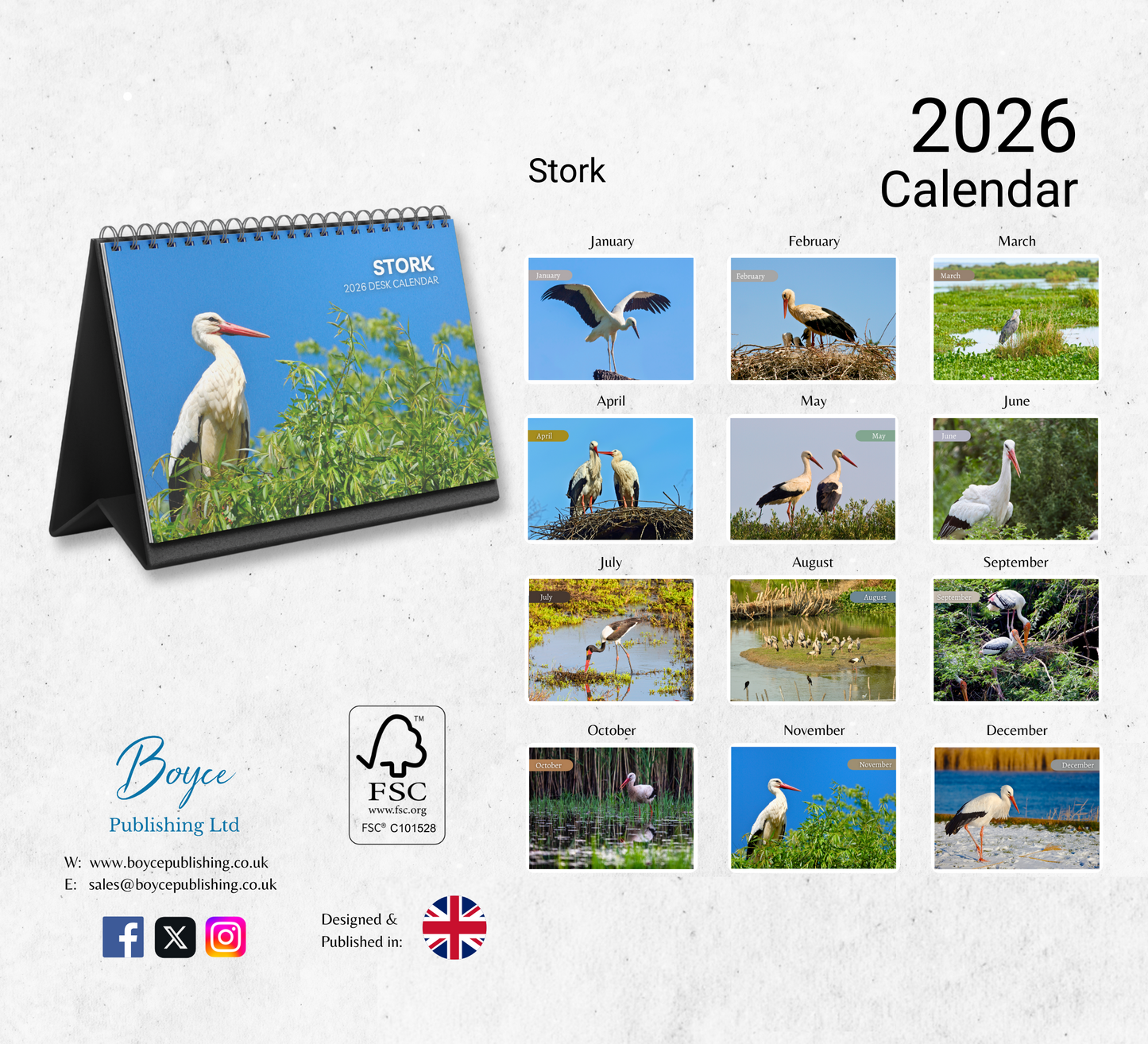 Stork Desk Calendar 2026-2027
