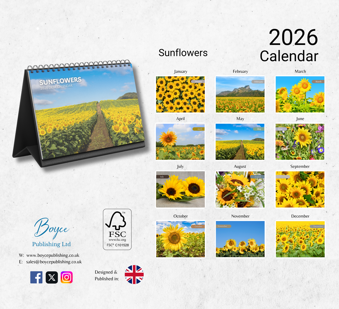 Sunflowers Desk Calendar 2026-2027