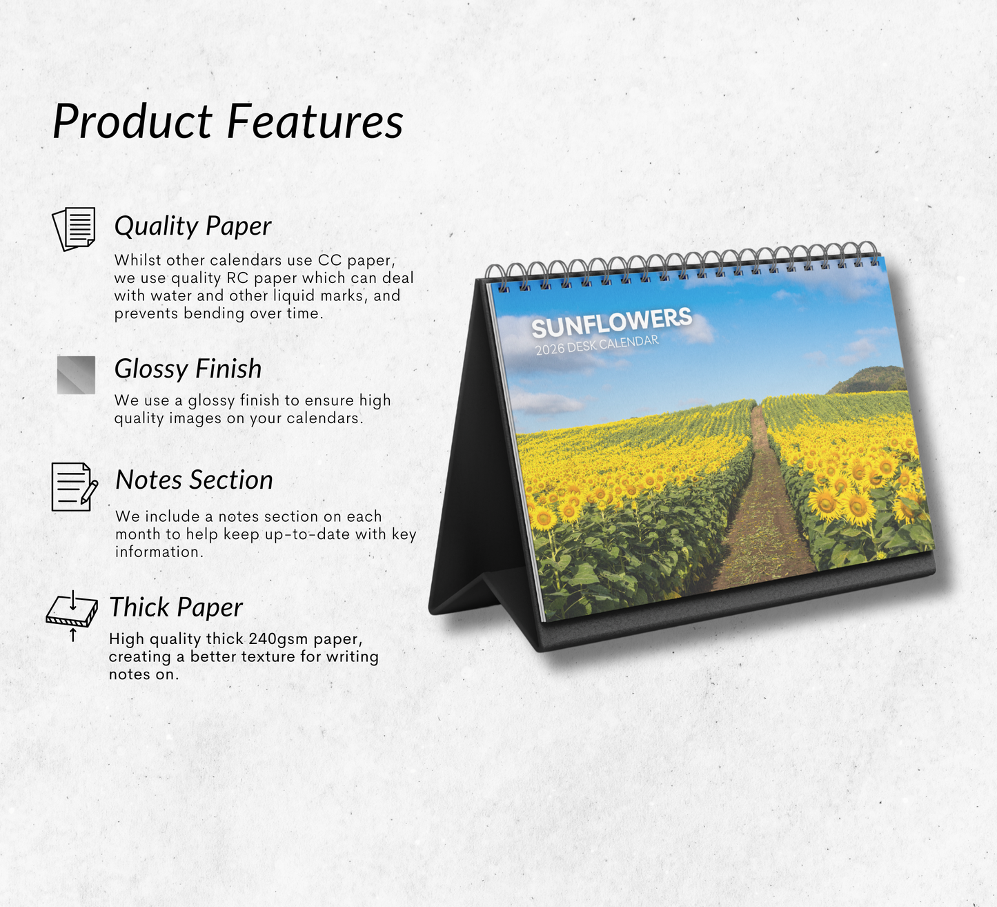 Sunflowers Desk Calendar 2026-2027