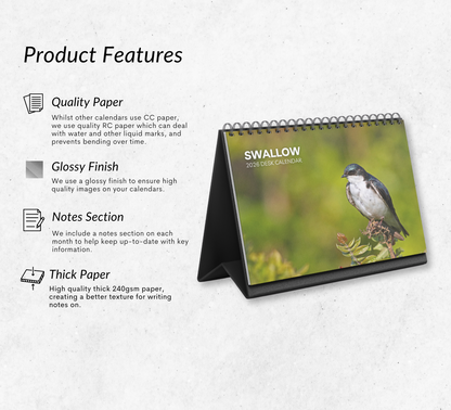 Swallow Desk Calendar 2026-2027
