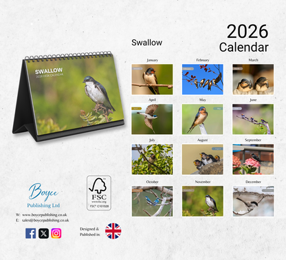 Swallow Desk Calendar 2026-2027