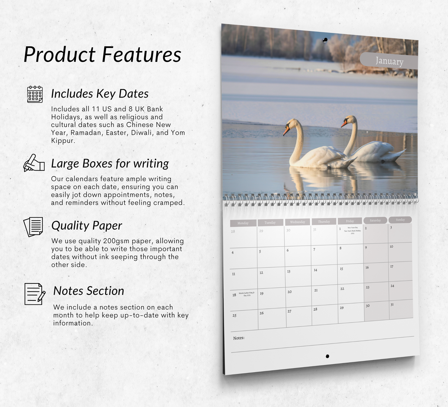 Swan Calendar 2027